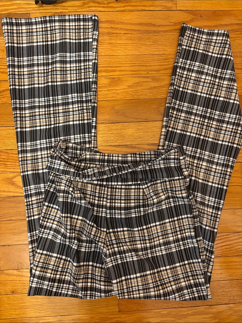 Joe B Black and Cream Plaid Wide-Leg Pants - Picture 3 of 3